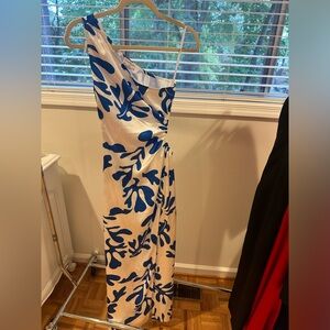 Runaway The Label Maxi Blue and White Dress with side cutout